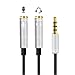 Headset Splitter for CTIA Headsets with Separate Headphone and Microphone Plugs, Conshine 3.5mm Stereo Audio Male to 2 Female Headset Mic Y Splitter Cable Adapter -Silver