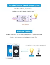 Interruptor temporizador mediante Wifi de Sonoff para electrodomésticos, compatible con Alexa, iPhone y Android , Blanco, 2200.00watts, 250.00 volts