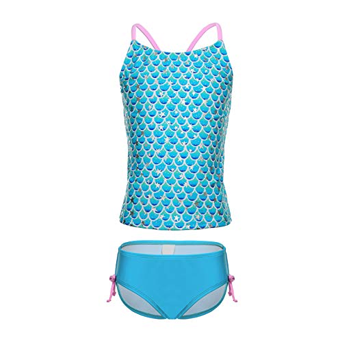 DAYU Traje de baño de dos piezas con escamas de pez sirena para niñas