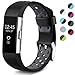 Maledan Replacement Sport Bands with Air Holes Compatible for Fitbit Charge 2, Black/Gray, Large