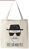 Breaking Bad Heisenberg (Walter White) - Natural Cotton Canvas Tote Bag 12 Oz (11X14X5) Reusable Ideal for Groceries, Shopping, School and Office Use