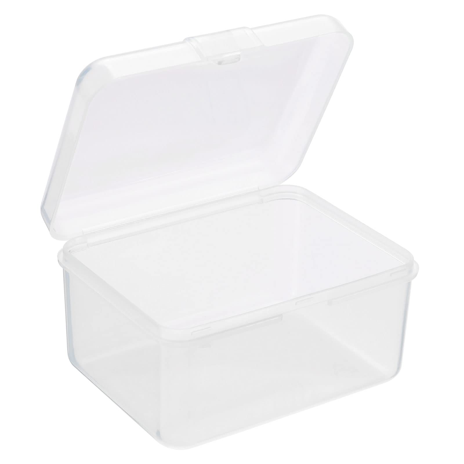 PATIKIL Clear Storage Container with Hinged Lid 85x65x45mm, 4 Pack Plastic Rectangular Box for Beads Art Craft