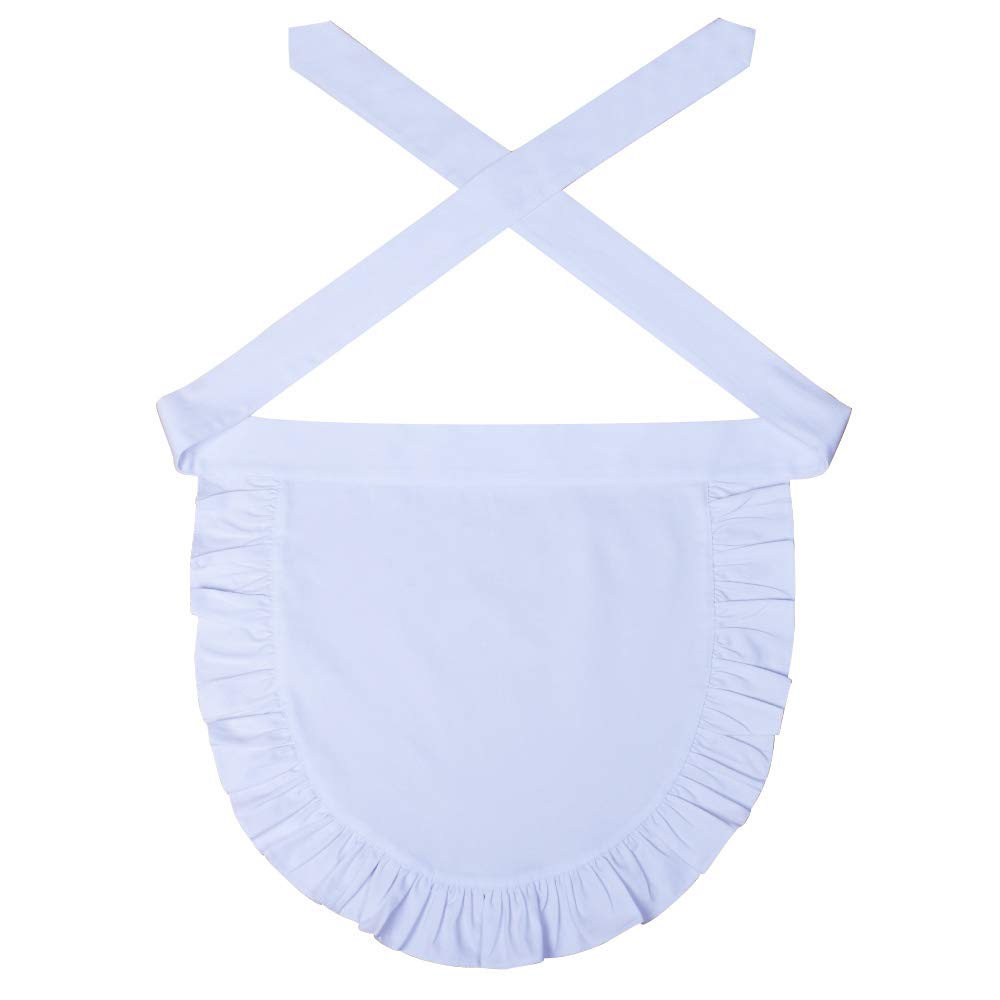 Love Potato 100% Cotton White Half Apron, Classic Halloween Party Cosplay Costumes Dress Accessory