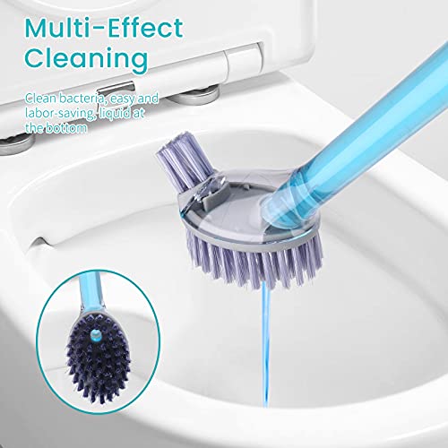 Toilet Brush with Holder Set,Toilet Bowl Cleaner Brush with Soap Dispenser,Under Rim Lip Brush and Storage Caddy for Bathroom
