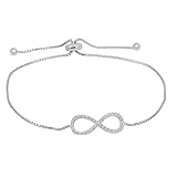 Amanda Rose Sterling Silver Infinity Bolo Bracelet (Adjustable 4-10 inches)