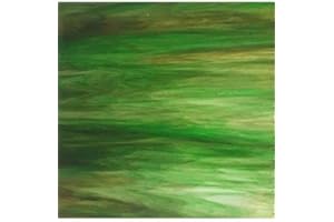 Wissmach Stained Glass Sheet: Dark Green and Amber, Streaky Crystal by BiNARi Glass Studio