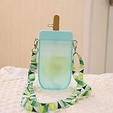 300ml Cute Water Bottles with Straws, Creative Ice Cream Plastic Popsicle Drink Water Bottles, BPA Free Transparent Water Jug