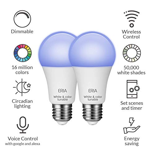 ERIA Zigbee Color A19 Smart Bulb Works with ERIA, Hue, SmartThings