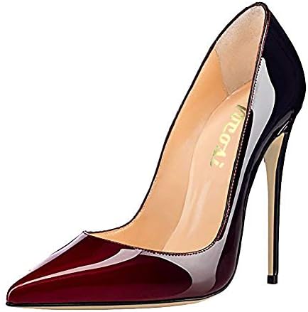 VOCOSI Pointy Toe Pumps for Women,Patent Gradient Animal Print High Heels Usual Dress Shoes