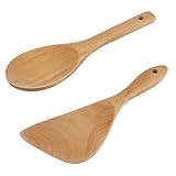 DOERDO 2Pcs Wooden Rice Paddle Nonstick Rice