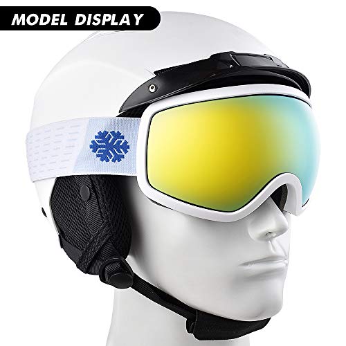 Snowledge Ski Snowboard Goggles with UV400 Protection, OTG Skiing Snowboarding Goggles of Double Spherical Lens with Anti-Fog Ski Goggles for Men, Women, Helmet Compatible Snow Goggles