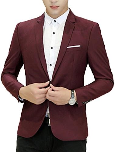 Oncefirst Men's Casual Slim Fit Jacket One Button Business Blazer