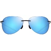 Maui Jim Men's &amp; Women's Sugar Beach Polarized Teardrop Sunglasses, Shiny Black/Blue Hawaii Polarized, Small Fit