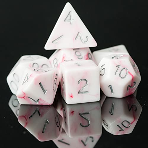 HDdais Polyhedral Dice Sets 7-Die White DND Dice