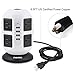 Power Strip Tower - EVAIKON Extension Cord with 8 Outlet 4 USB Ports 3000W/13A Surge Protector Electric Charging Station +6.5FT Wire Universal Socket for Home Office
