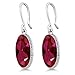 Gem Stone King 925 Sterling Silver Red Created Ruby Dangle Earrings For Women 10.00 Cttw Oval Shape 14X10MM
