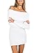 Simplee Apparel Women's Long Sleeve Off Shoulder Knitted Sweater Dress, White, One Size, Medium