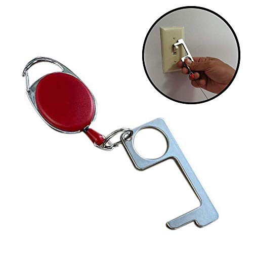 Evvier Products Door Opener Tool Contactless Door Opener with Red Key Chain, Door Opener to