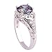 Psiroy 925 Sterling Silver Plated Round Simulated Rainbow Topaz Floral Cocktail Ring for Women Size 11