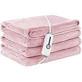 LaffyLo Electric Heated Blanket Full Size 72"×84", Breathable & Luxurious Flannel,Soft Warm Gift with Over-Heat Protection,4 Heating Levels & 10 H Auto Shut Off, Machine Washable, Light Pink