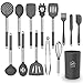 Silicone Cooking Utensil Set, AILUKI Kitchen Utensils 14 Pcs Cooking Utensils Set,Non-stick Heat Resistant Silicone,Cookware with Stainless Steel Handle - Grey