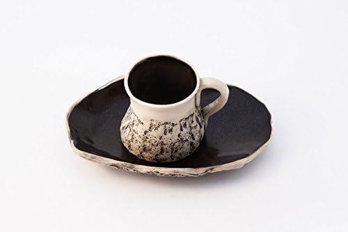 Black Handmade Espresso Cup, Cup with saucer, Wheel thrown cup, Ceramic mug, Macchiato Cup, Arabic Mini coffee cup, Birthday wedding gift