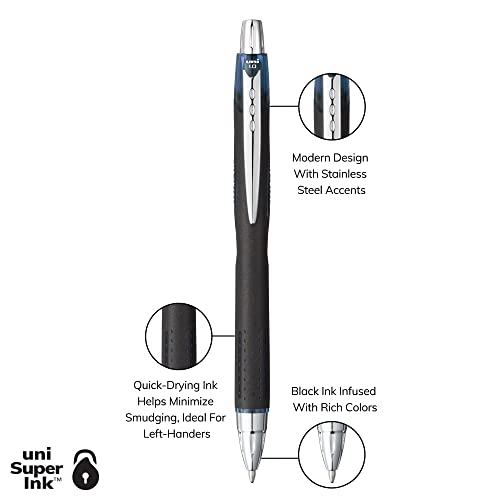 uniball Jetstream RT BLX Retractable Ballpoint Pens Medium Point, 1