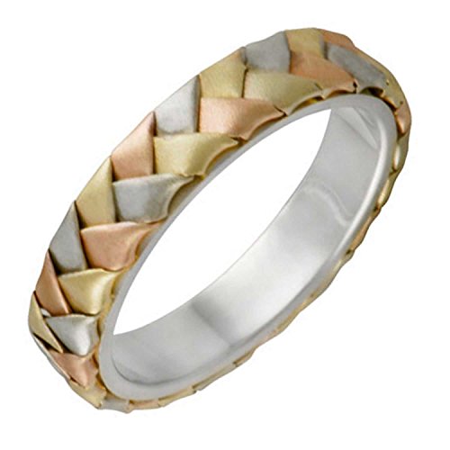 Buy 14K Tri Color Gold Braided Basket Weave Men's Comfort Fit Wedding Band (5mm) Online at