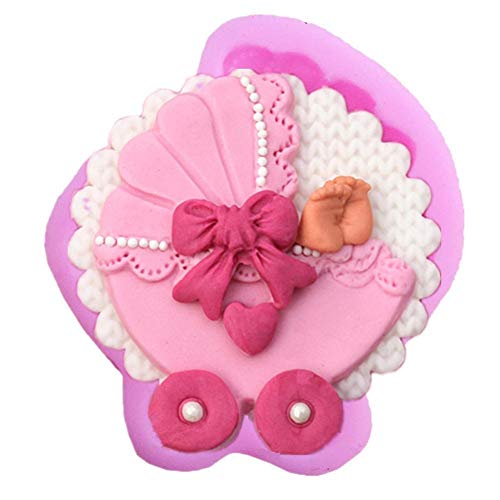 3D Baby Stroller Fondant Cake Silicone DIY Chocolate Mold Baking Clay Soap Candle Moulds Candy Making Moulds, Muffin Cupcake Baking Mould Silicon Bakeware Pan - Thumbnail 5