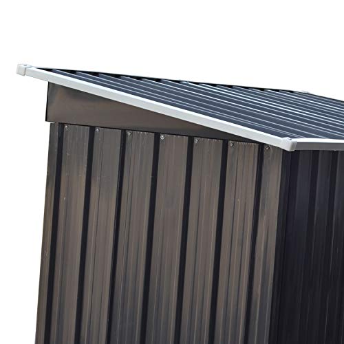 Ainfox Storage Shed, Lawn Garden Toolsheds Durable Paint Finish Steel Backyard Garden Black - Thumbnail 5