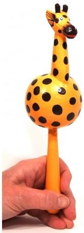Giraffe Animal Maracas - Hand Carved Handmade Wooden Musical Instrument - (MRC-AGRF)