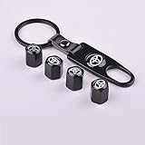 Set of 4 Car Tire Valve Stem Air Caps Cover + Keychain For Toyota Black