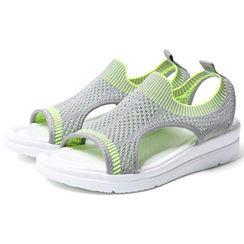Sandals for Women,Ladies Mesh Platform Wedges Thick Summer Flip Flop Roman Casual Flock Lightweight Walking Shoes