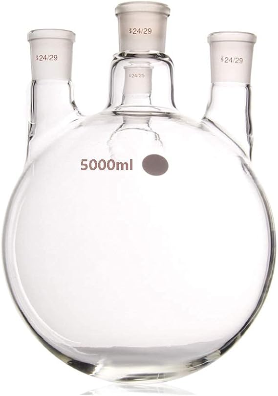 3 Neck Round Bottom Boiling Flask with 24/29 Joints Angled Distilling