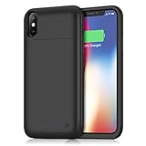 iPhone X Battery Case 5200mAh, Gixvdcu Ultra Slim Portable Charging Case for iPhone X 10 (5.8 Inch) 4 LED Indication Extended Backup Protective Cover - Black