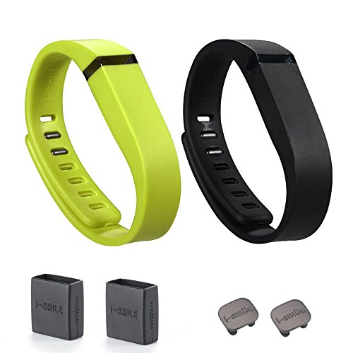 I-SMILE 2pcs Replacement Bands with Metal Clasps Wireless Activity Bracelet Sport Wristband For Fitbit Flex(No tracker, Replacement Bands Only) & Silicon Fastener Ring