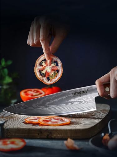 Damascus Chef Knife, Professional Kitchen Knife 20CM - Sharp Damascus Steel Blade 67 Layers - Excellent Edge Retention and Resistant Corrosion, Japanese Knives with Sheath and Gift Box