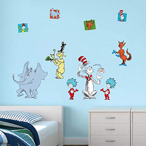 Runtoo Dr Seuss Wall Decals Kids Educational Wall Stickers Children Reading Room Baby Nursery Wall D - //coolthings.us