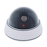 SABRE HS-FSCD Fake Camera for Security - Realistic Dome Style Design with Flashing Red LED Light for Outdoor or Indoor Use, No Wiring, Easy to Install - White