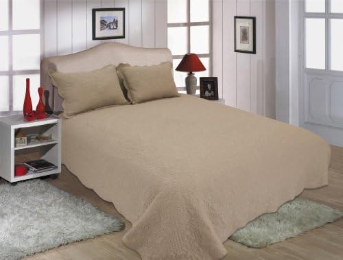 French Paisley Floral Quilted Solid Colored Bedspread