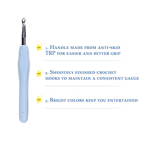 CO-Z 12pcs Ergonomic Multicolor Aluminum Crochet Hooks Multi-size Knitting Needles Set, Colorful Rubber Handle Hooks Perfect for Any Weave Patterns & Yarns Smooth Knits