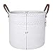 Cotton Rope Basket White 15x17 Woven Baskets with Handles | Round Laundry Basket, Clean Storage Baskets, Fun Toy Storage, Soft Blanket Basket