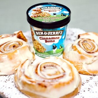 Ben & Jerry's - Vermont's Finest Ice Cream, Non-GMO - Fairtrade - Cage-Free Eggs - Caring Dairy - Responsibly Sourced Packaging, Cinnamon Buns, Pint (4 Count)