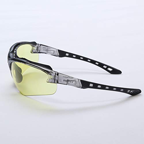 DIPFSUC Anti Fog Scratch Resistant Safety Glasses with Interchangeable Clear and Yellow Wraparound Lenses, Impact & UV Protection Protective Eyewear/Goggles with Interchangeable Headstrap/Temples