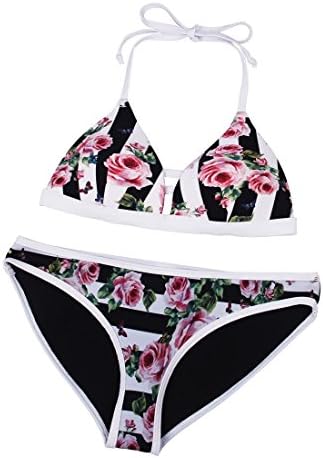 CINDYSMILE Women's Halter Bikini Set Floral Bathing Swimsuit