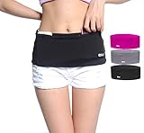 Eazymate Fashion Running Belt - Travel Money Belt with Zipper Pockets Fit All Smartphones and Passport - Black-S