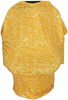Polly Jane Yellow Flower Car Seat Cover Canopy, Nursing Cover, Shopping Cart and High Chair Cover, Stretchy Multi Use 3 in 1 Cover