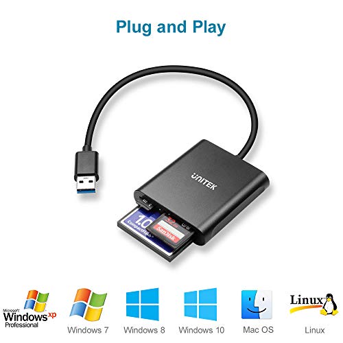 image for Unitek 3-Slot USB 3.0 Compact Card Reader, Read 3 Cards Simultaneously