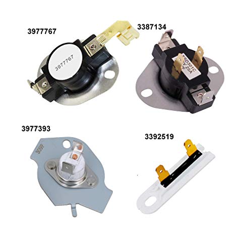 3387134 High-Limit Thermost 3977767 Dryer Thermostat 3977393 Thermal Fuse 3392519 Dryer Thermal Fuse for Whirlpool Kenmore Maytag KitchenAid Dryer Replaces Parts 3399693 WP3977767VP WP3977393