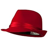 Fedora with Pleated Satin Band - Red W18S44D